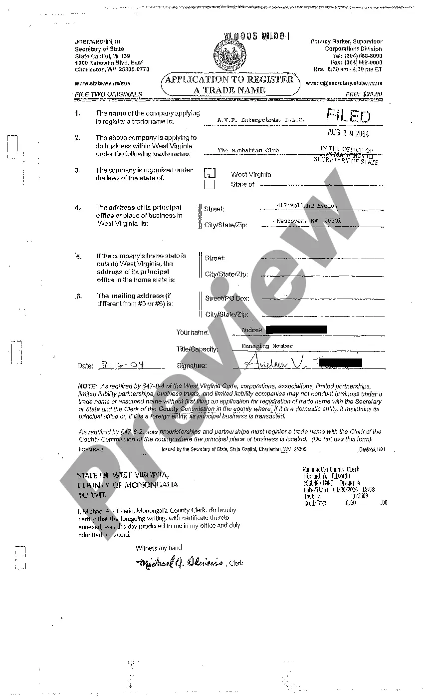 Preview Certificate of Registration of Trade Name