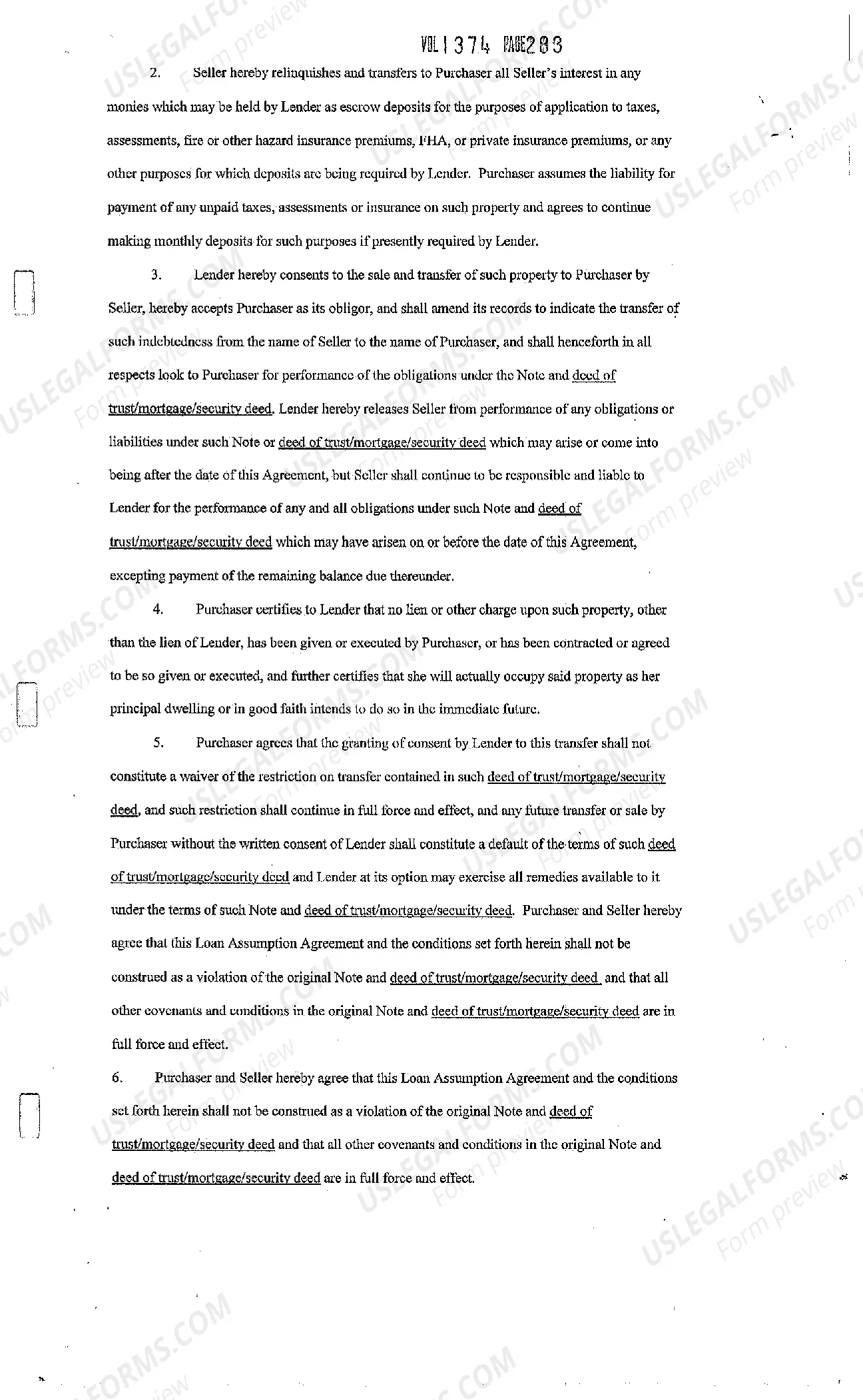 Preview Loan Assumption Agreement