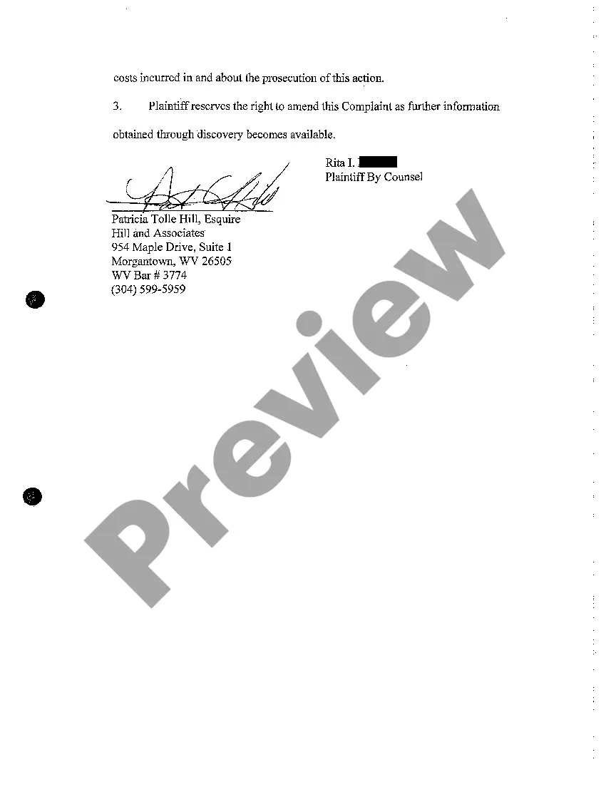 Preview A02 Complaint for Slip and Fall in Grocery Store