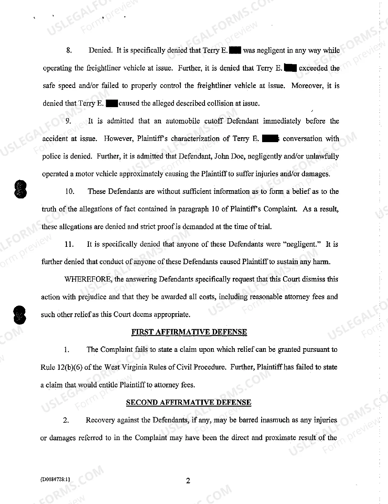 Preview A07 Answer and Affirmative Defenses