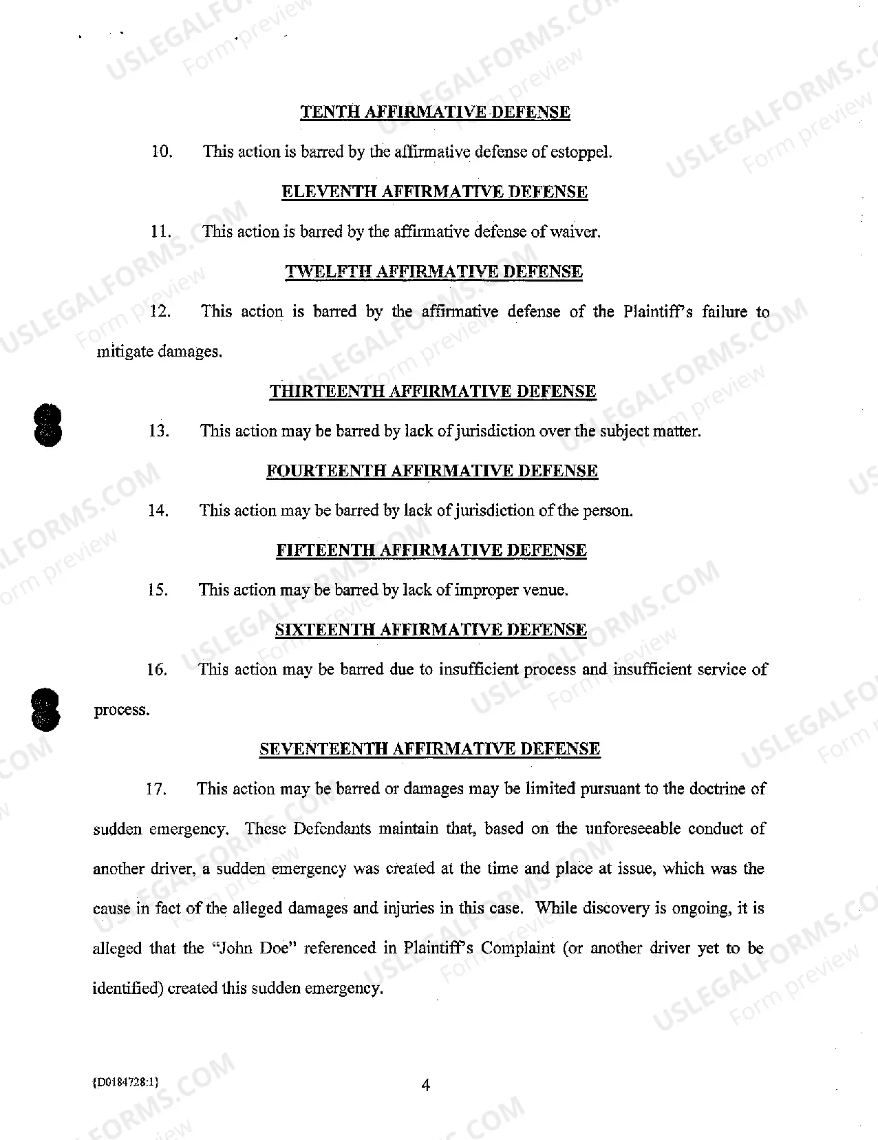 Preview A07 Answer and Affirmative Defenses