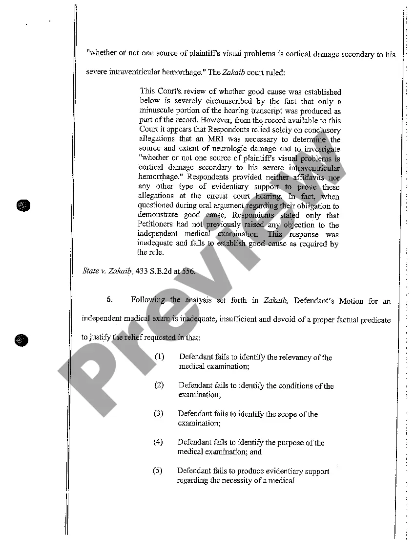 Preview A14 Plaintiff's Response to Defendant's Motion to Compel Independent Medical Exam