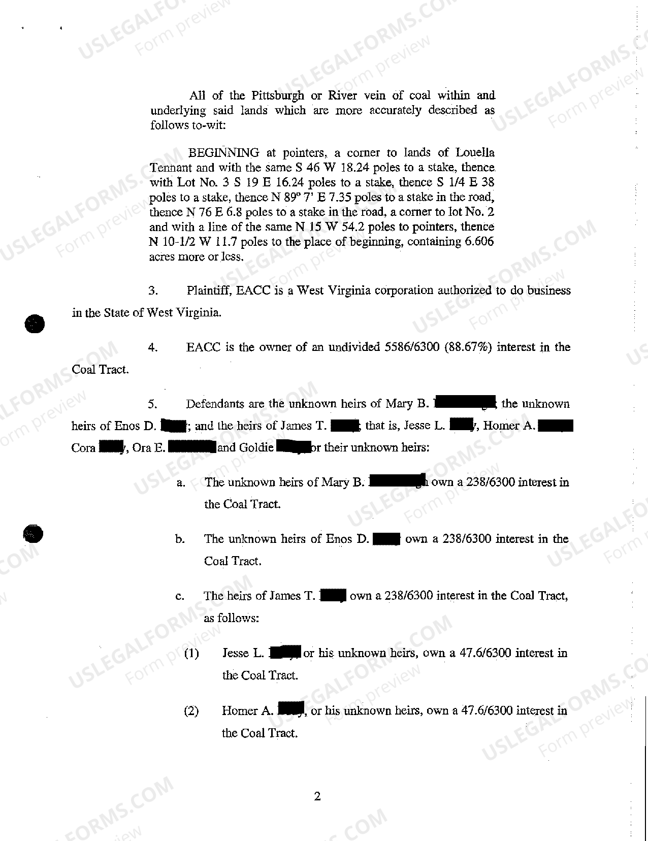 West Virginia Complaint to Quiet Title and Partition Real Estate