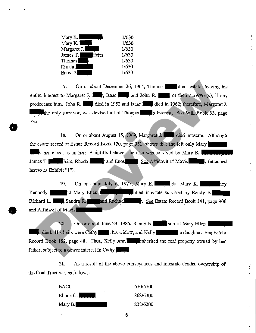 West Virginia Complaint to Quiet Title and Partition Real Estate