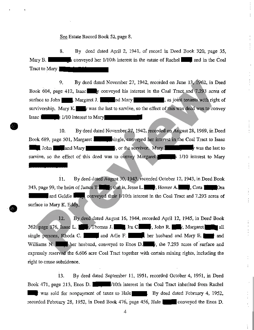 Preview A02 Complaint to Quiet Title and Partition Real Estate Complexly Divided by Coal Company