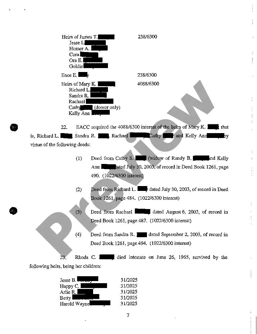 Preview A02 Complaint to Quiet Title and Partition Real Estate Complexly Divided by Coal Company