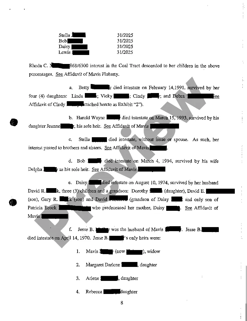 Preview A02 Complaint to Quiet Title and Partition Real Estate Complexly Divided by Coal Company