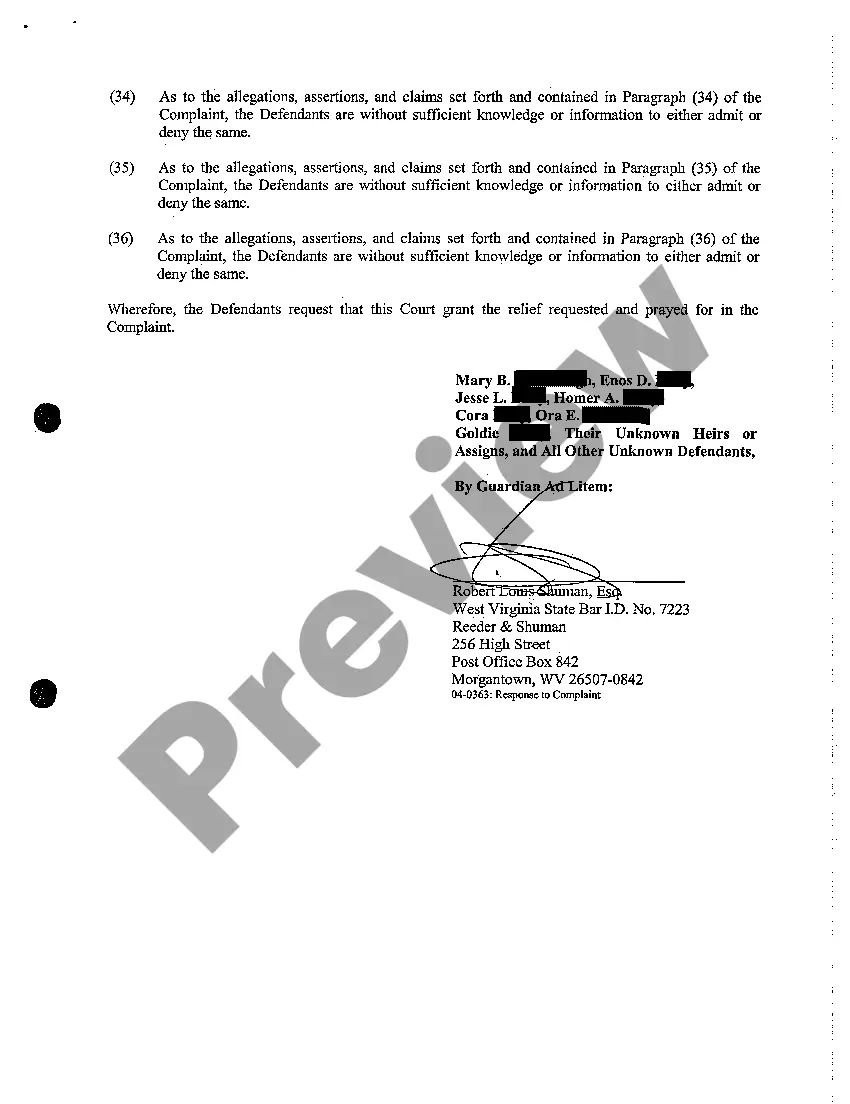 Preview A08 Response of Guardian Ad Litem to Complaint