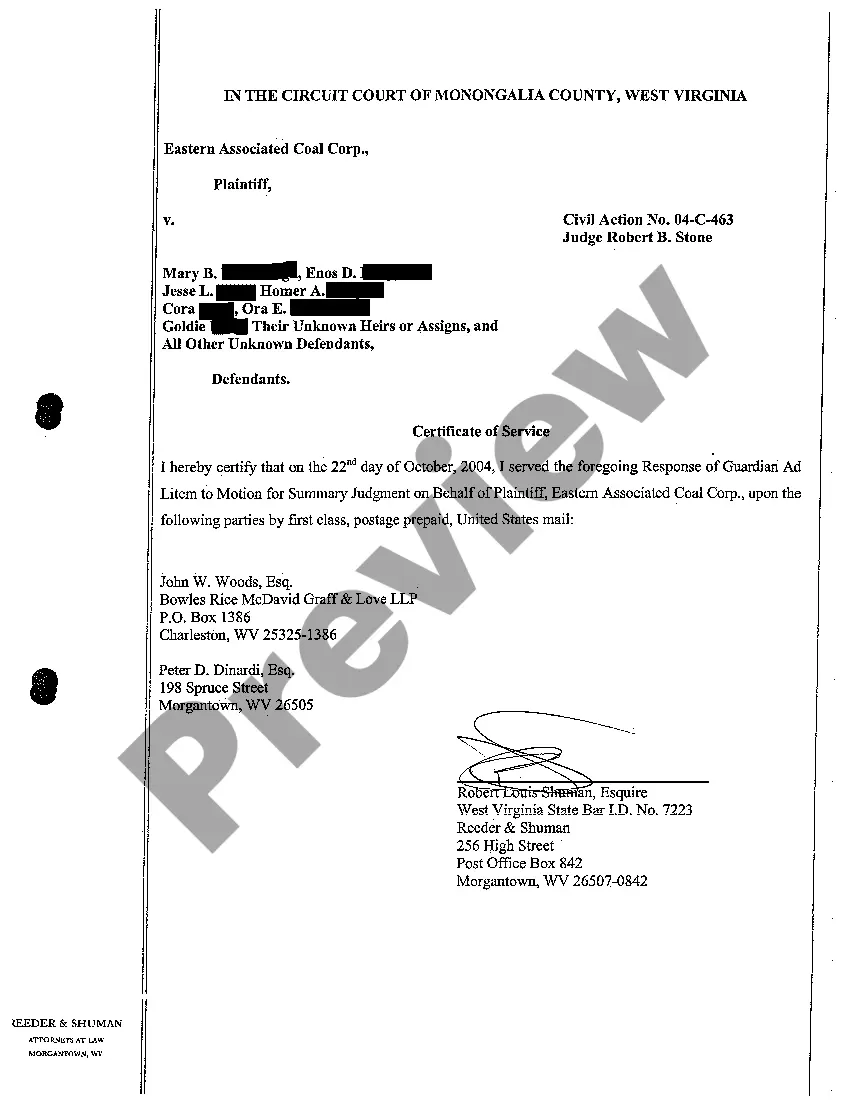 Preview A16 Response of Guardian Ad Litem to Motion for Summary Judgment on Behalf of Plaintiff