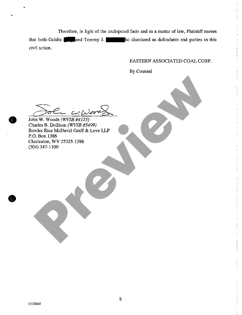 Preview A14 Memorandum In Support of Plaintiff's Motion to Dismiss Some Defendants and Parties