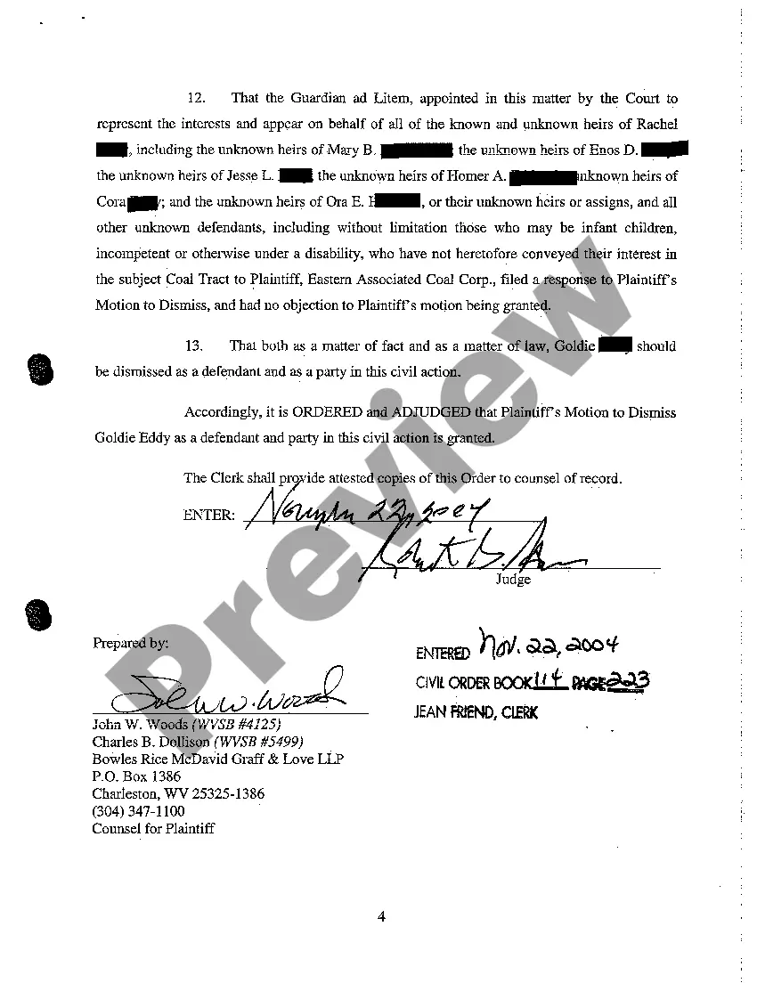 Preview A21 Order Dismissing a Defendant