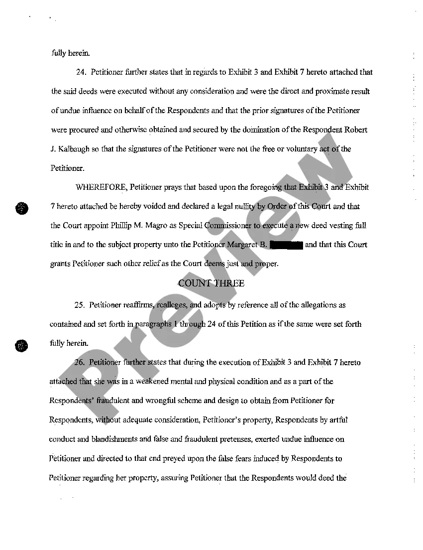 Preview A02 Petition to Void and Set Aside Deeds and Cloud On Title