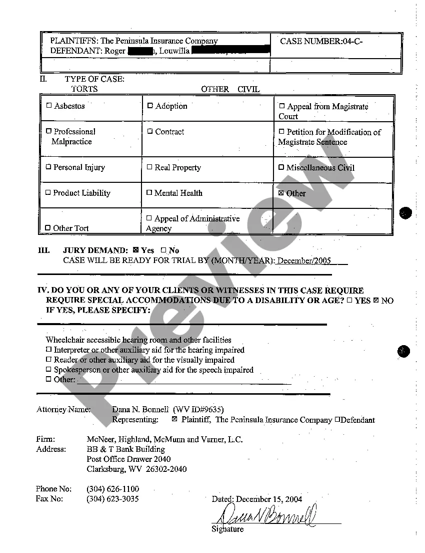Get A01 Civil Case Information Statement Preview A01 Civil Case Information Statement