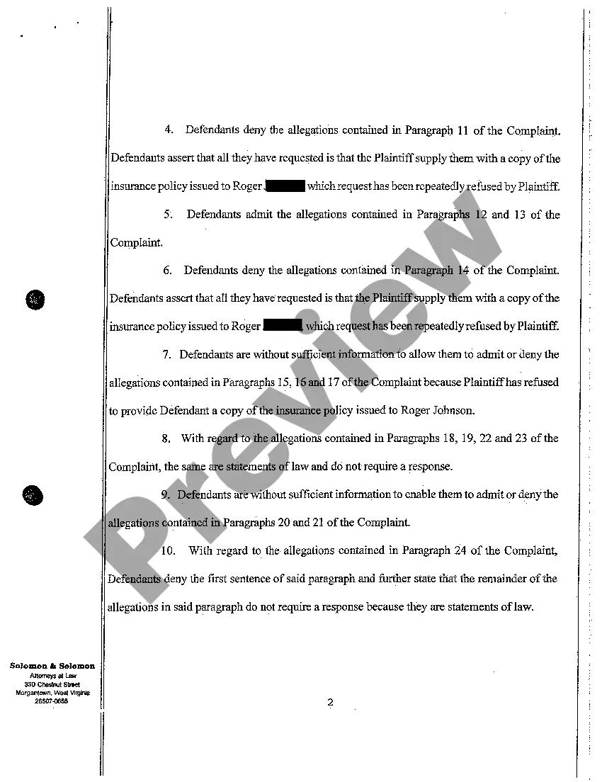 Preview A05 Answer of Defendants