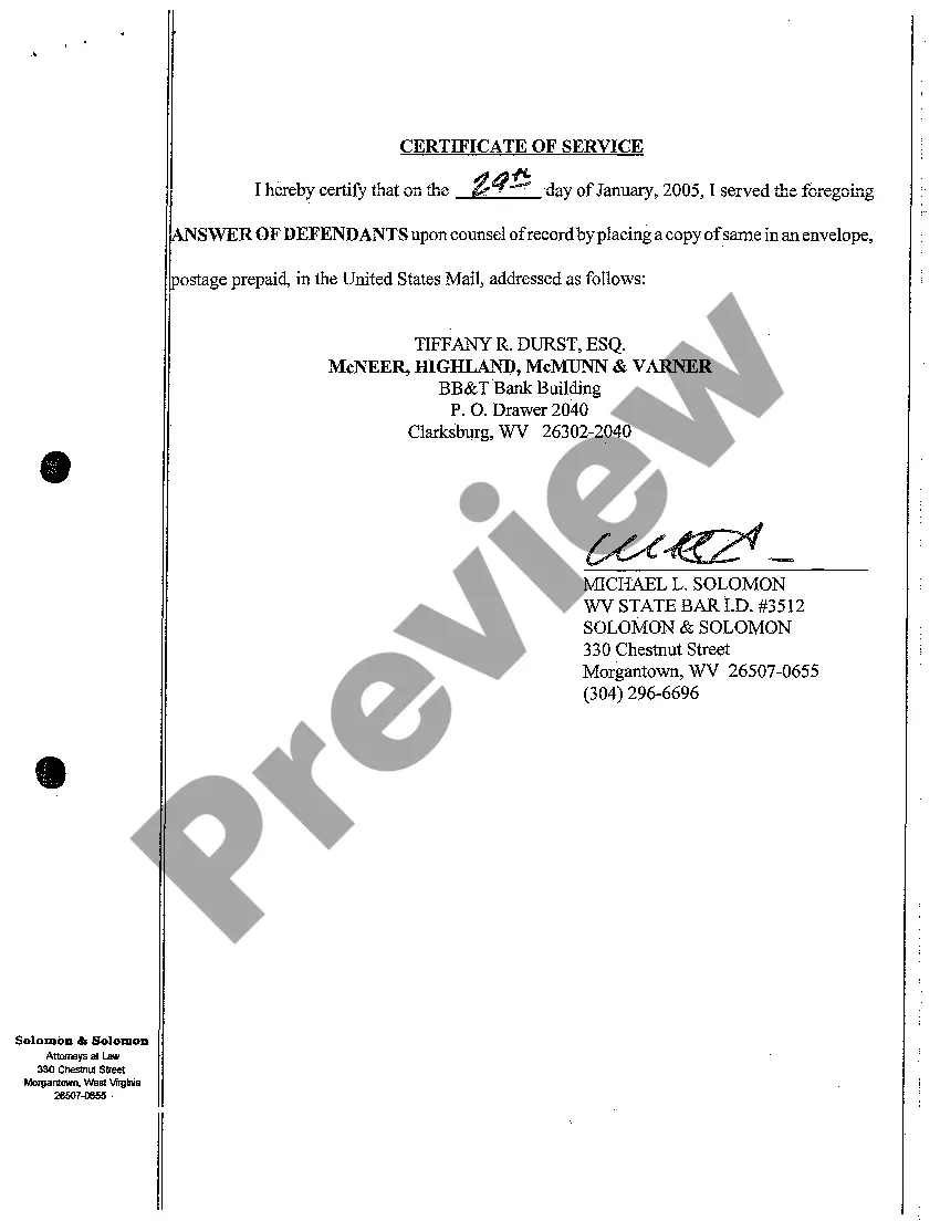 Preview A05 Answer of Defendants