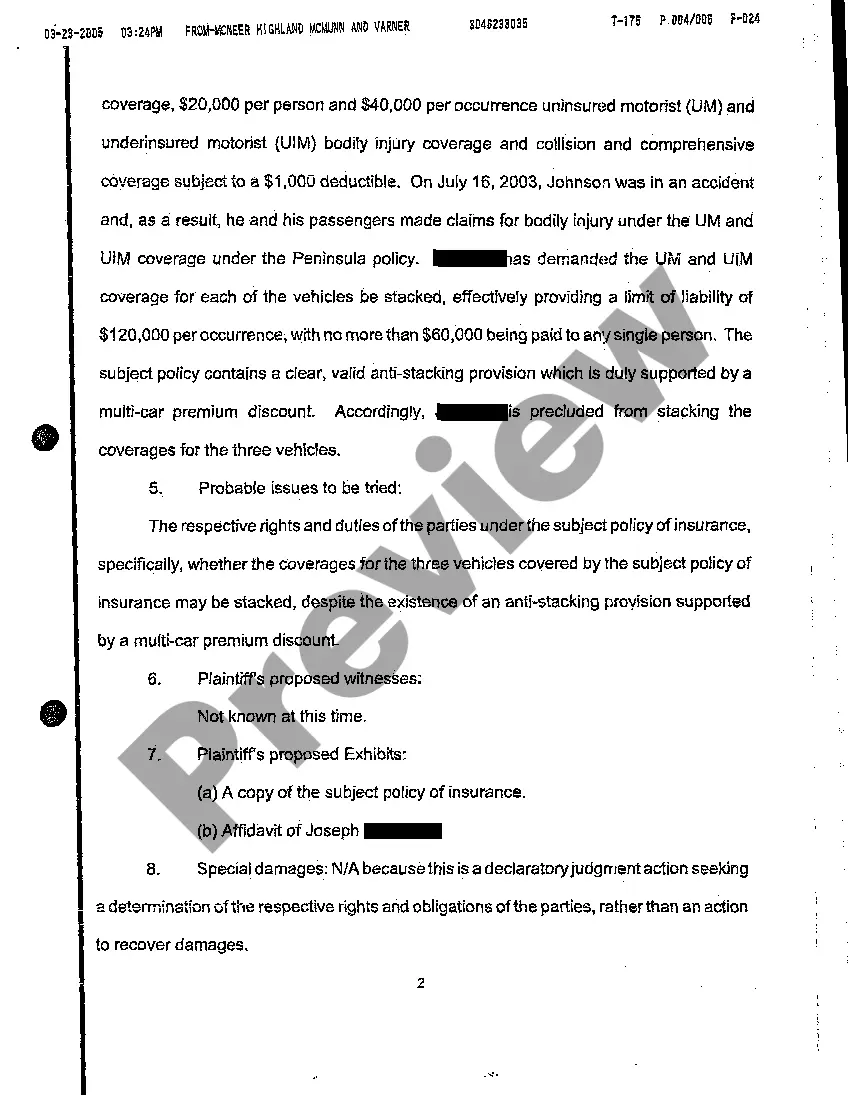 Preview A08 Plaintiff's Pretrial Memorandum