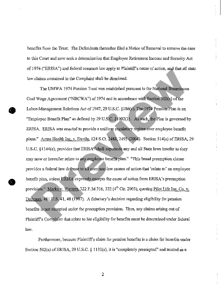 Preview Defendants Motion To Dismiss and Answer