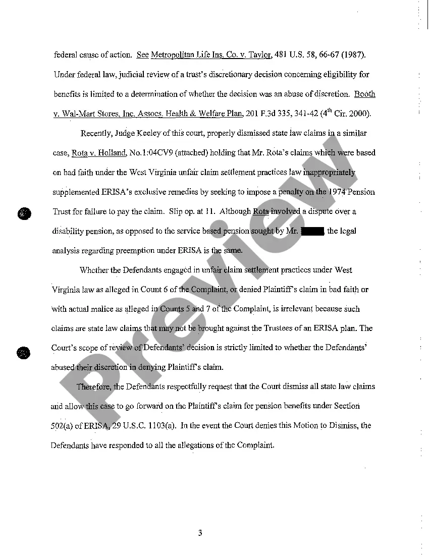 Preview Defendants Motion To Dismiss and Answer