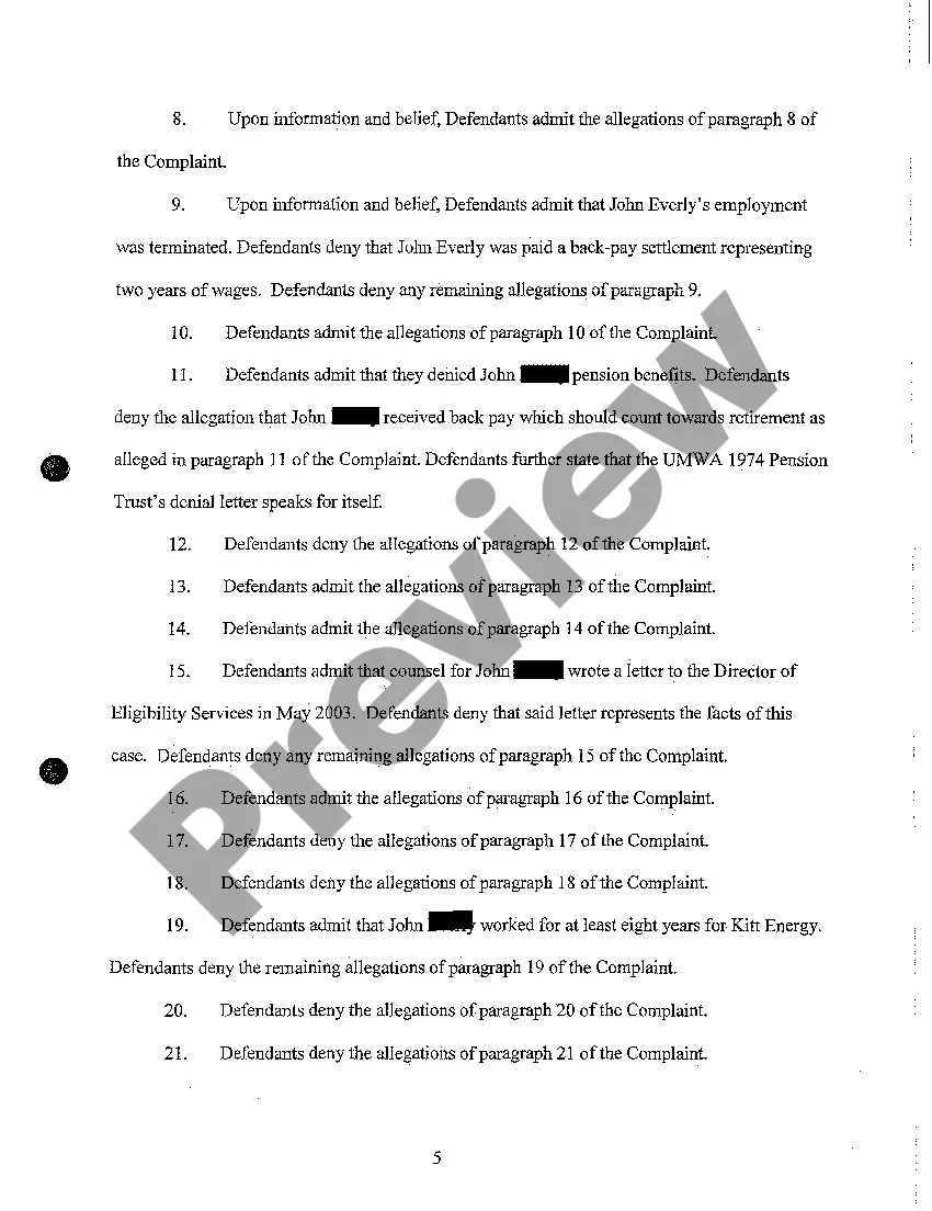 Preview Defendants Motion To Dismiss and Answer