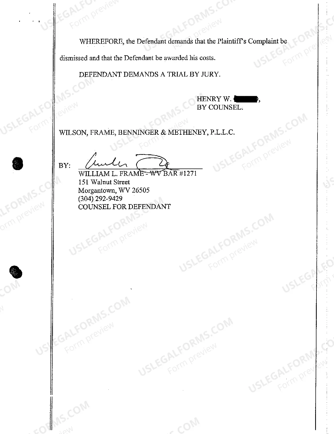 Preview A06 Answer of Defendant