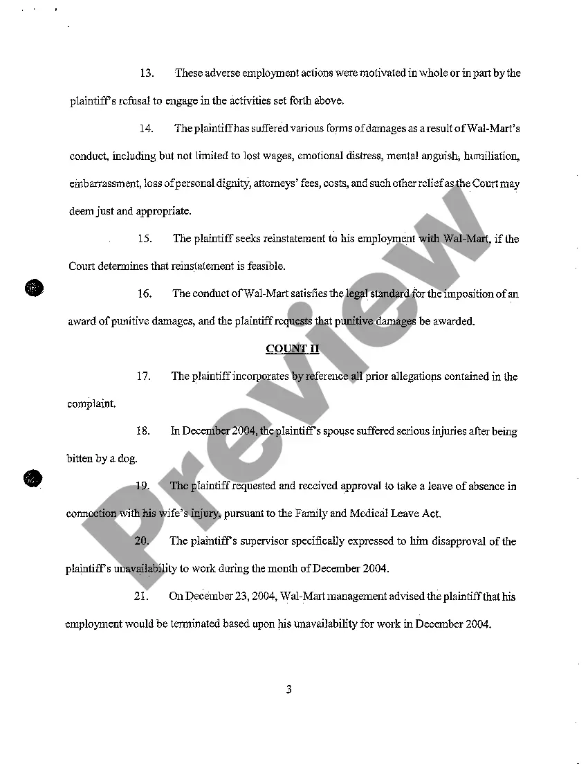 Preview A03 Complaint for Wrongful Termination and Wage Payment and Collection