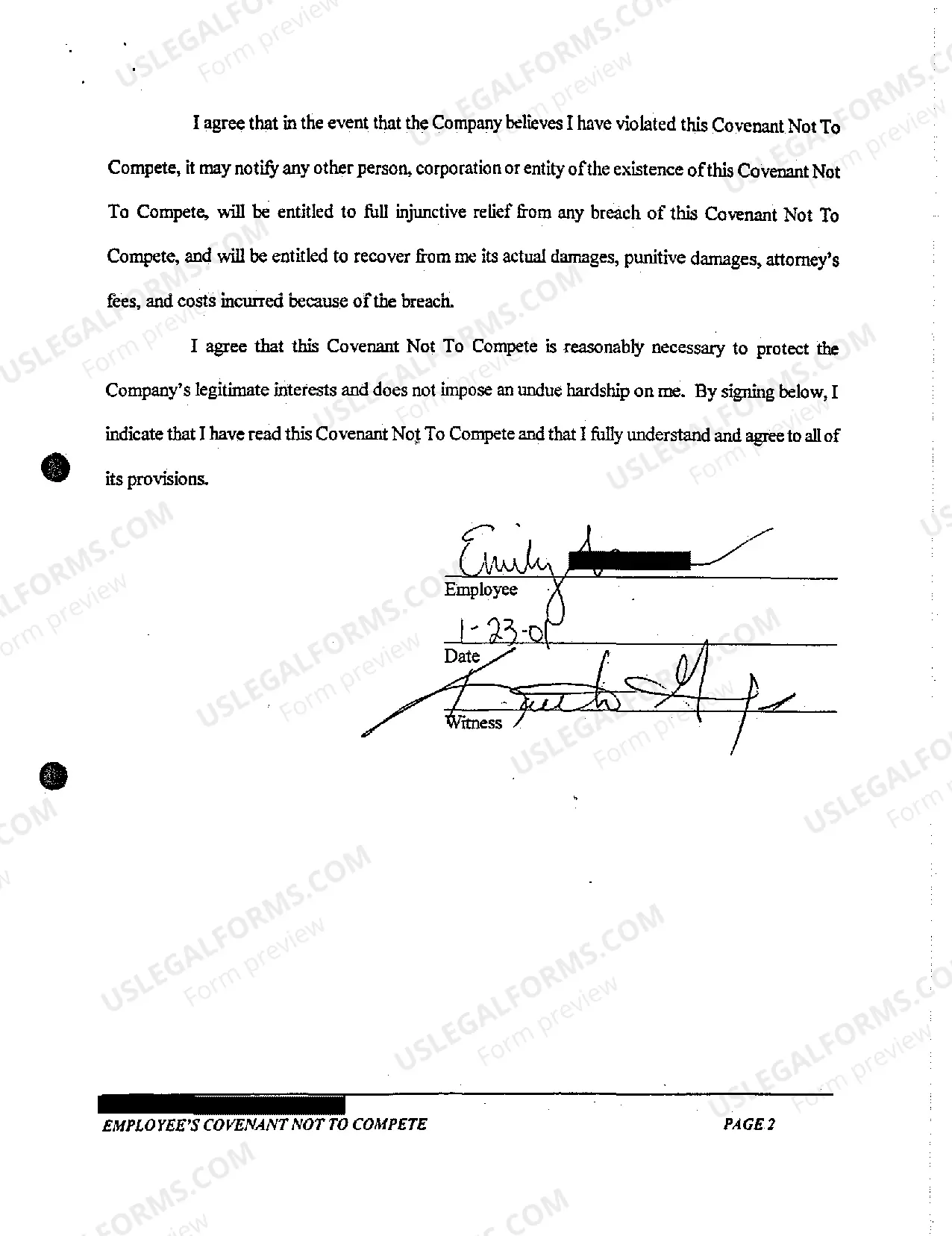 Preview A10 Exhibit A Employees Covenant Not to Compete and Covenant of Confidentiality