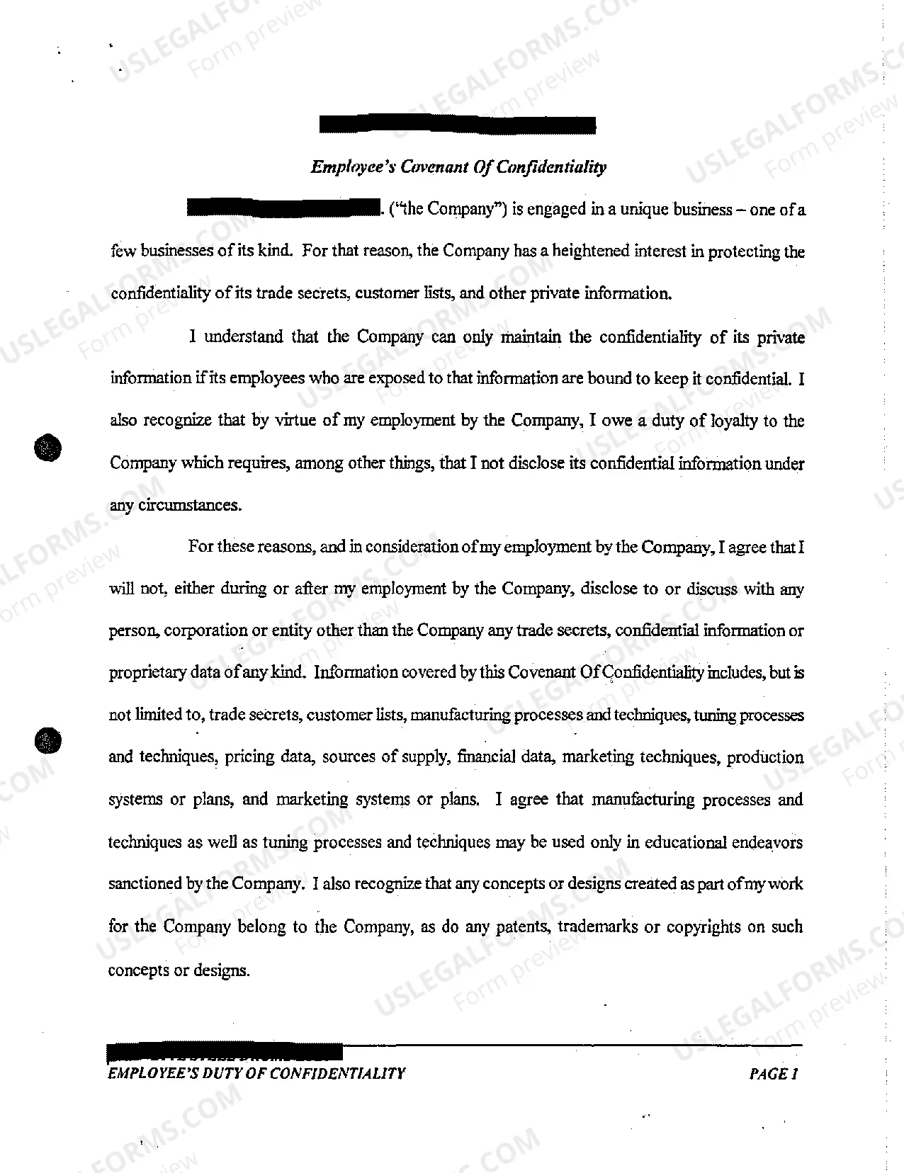 Preview A10 Exhibit A Employees Covenant Not to Compete and Covenant of Confidentiality