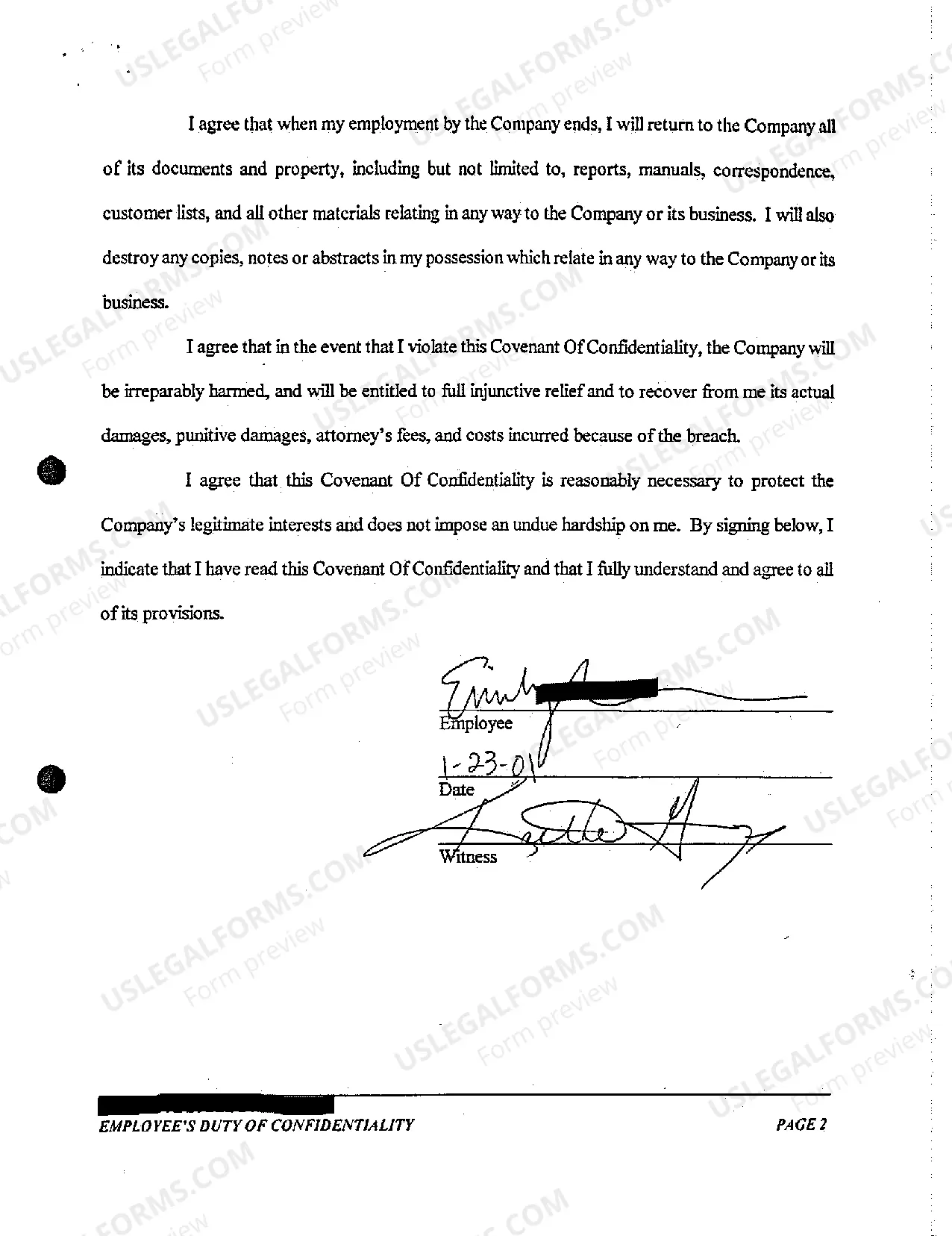 Preview A10 Exhibit A Employees Covenant Not to Compete and Covenant of Confidentiality