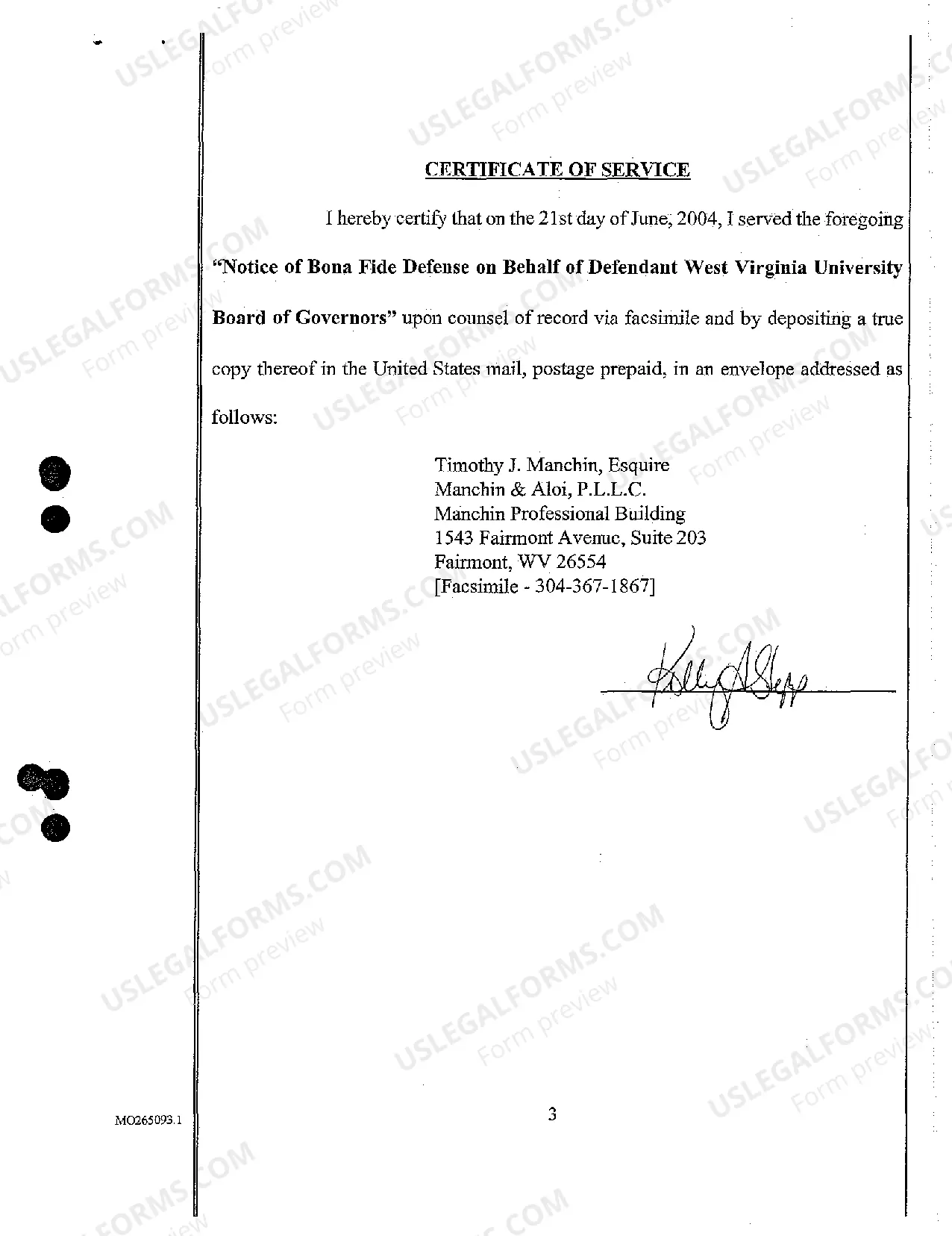 Preview A05 Notice of Bona Fide Defense