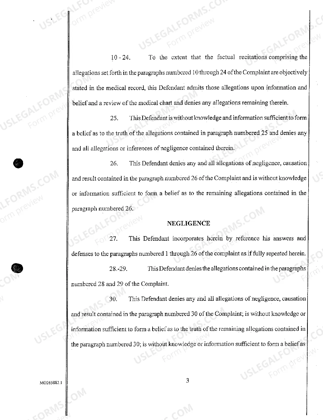 Preview A03 Answer of Defendant