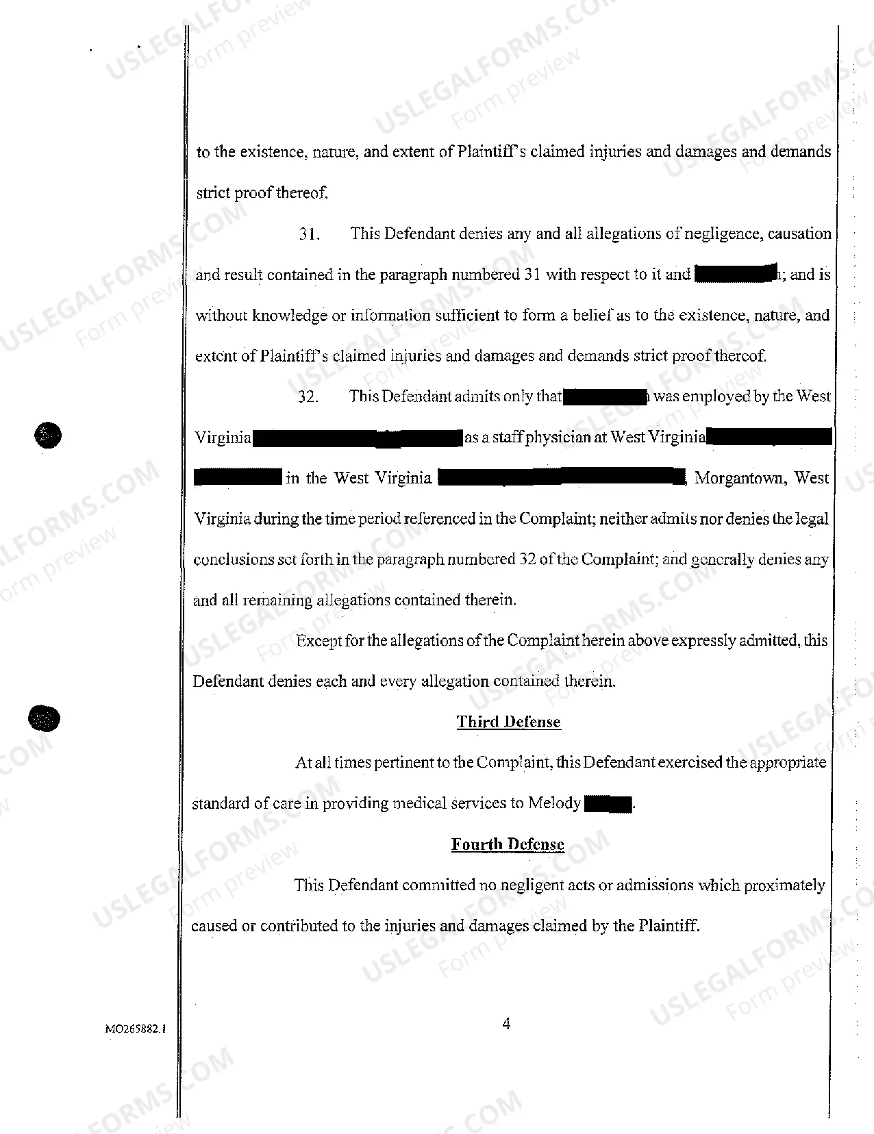 Preview A03 Answer of Defendant