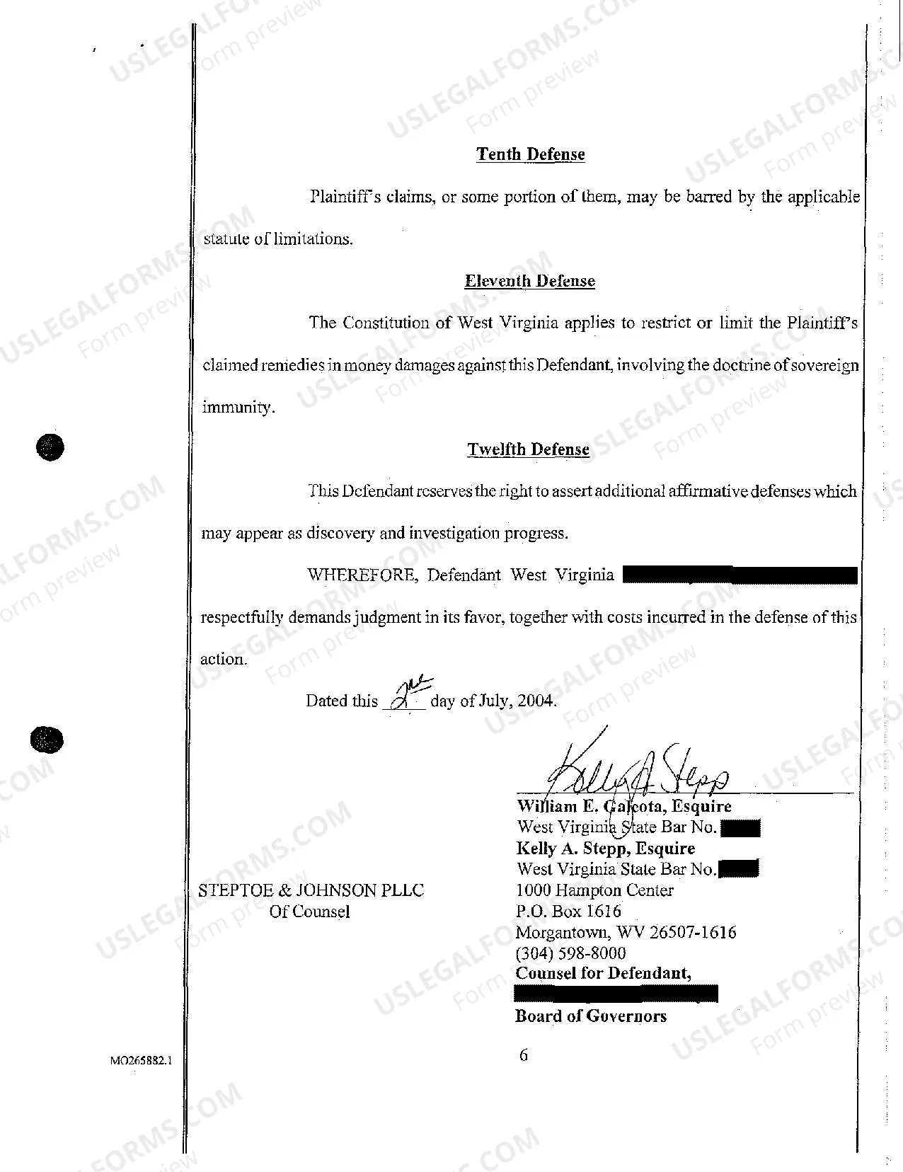 Preview A03 Answer of Defendant