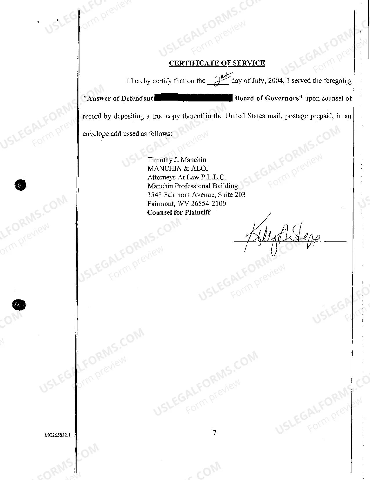 Preview A03 Answer of Defendant