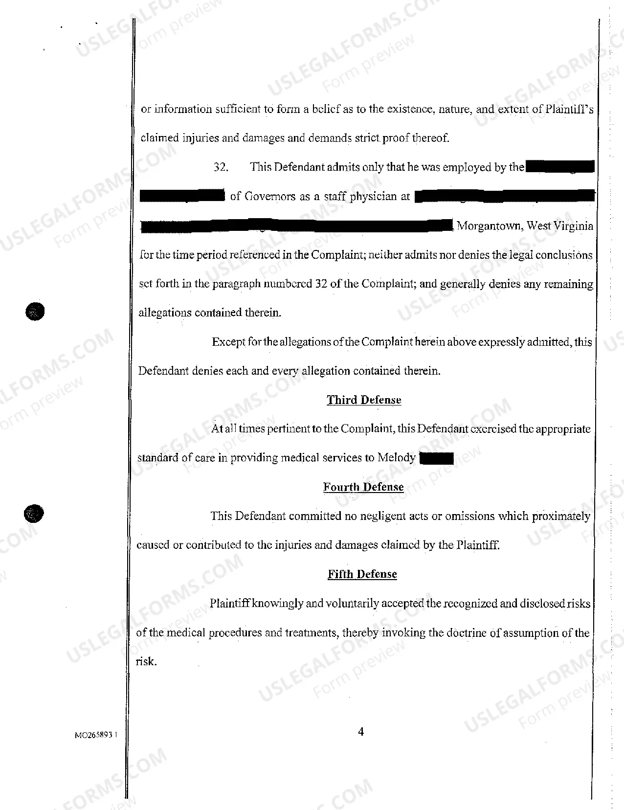 Preview A04 Answer of Defendant