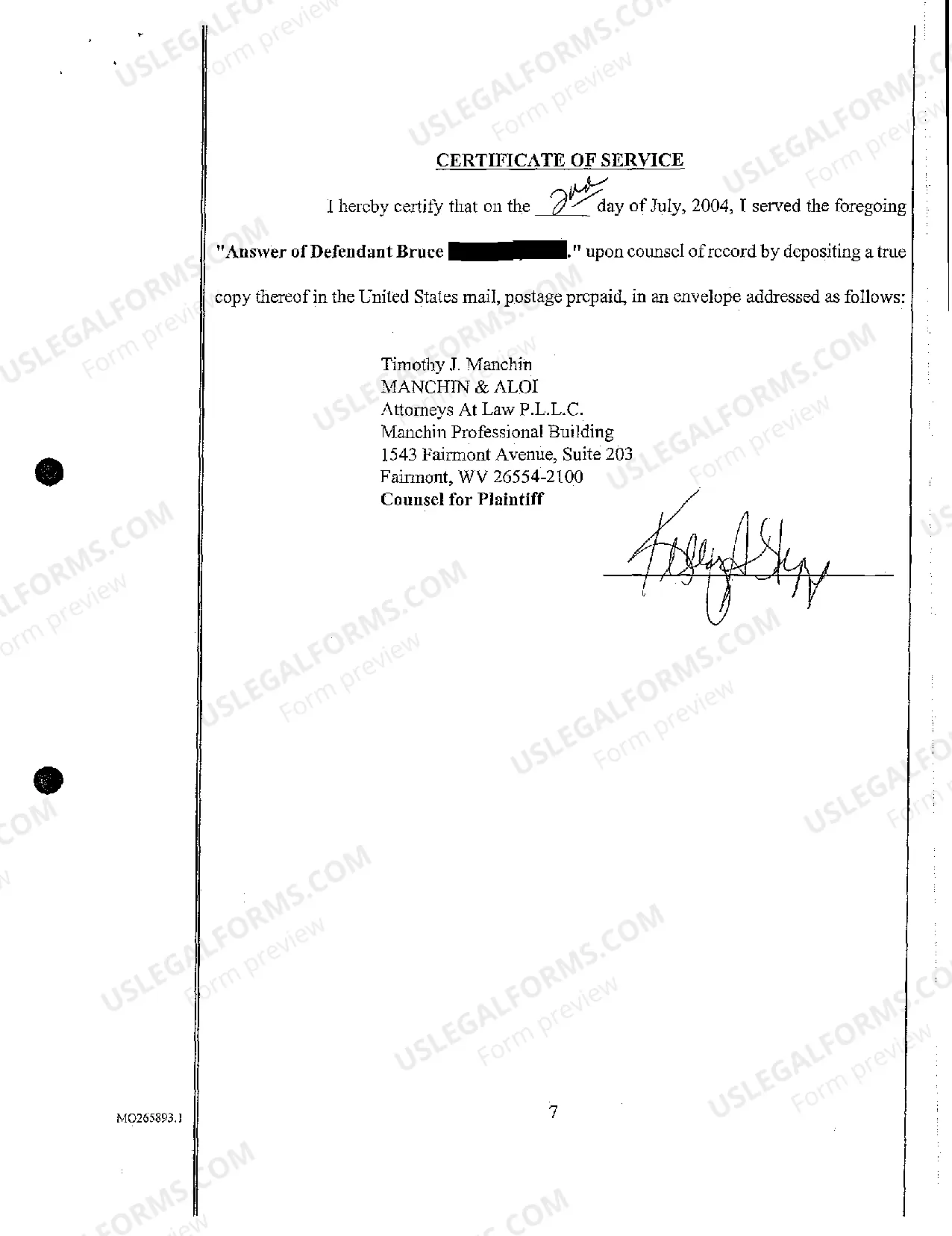 Preview A04 Answer of Defendant