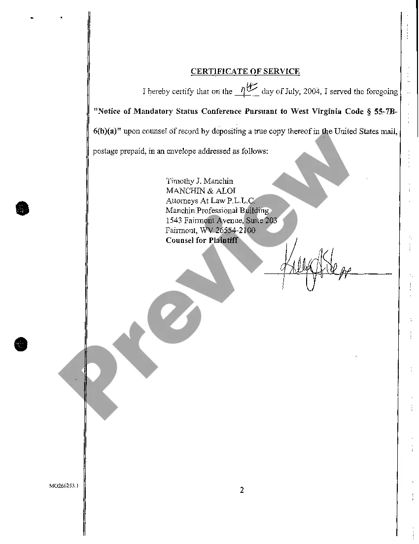 Preview A08 Notice of Mandatory Status Conference