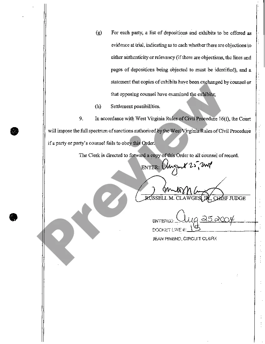 Preview A10 Scheduling Order