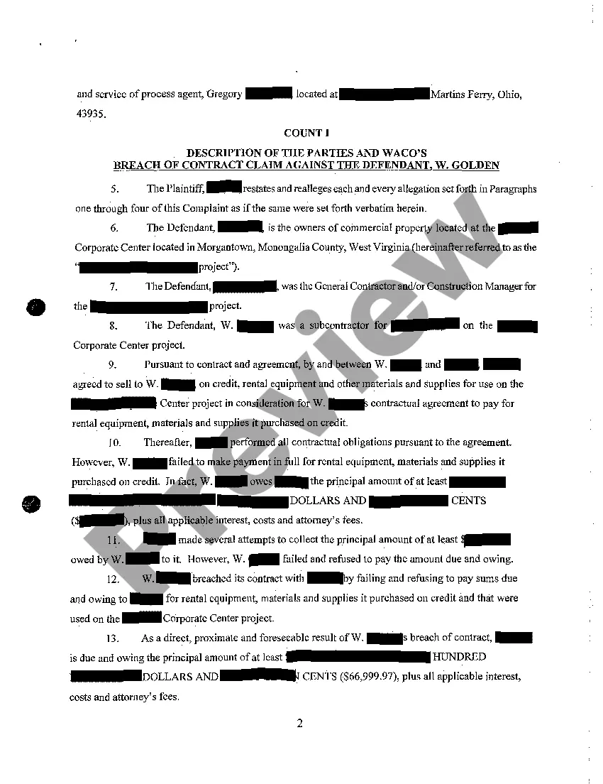 Get A02 Compliant for Enforcement of Mechanic's Lien, Breach of Contract and Unjust Enrichment Preview A02 Compliant for Enforcement of Mechanic's Lien, Breach of Contract and Unjust Enrichment