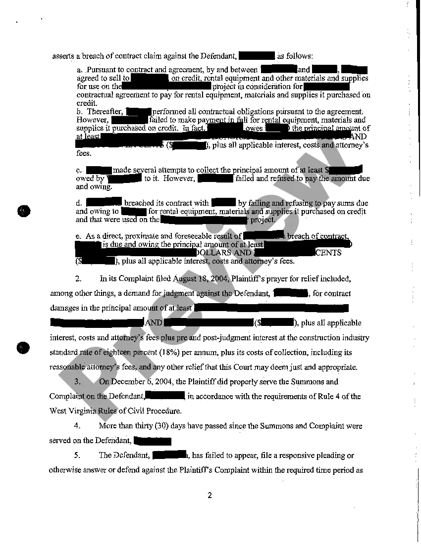 Preview A05 Default Judgment Order in Favor of Plaintiff