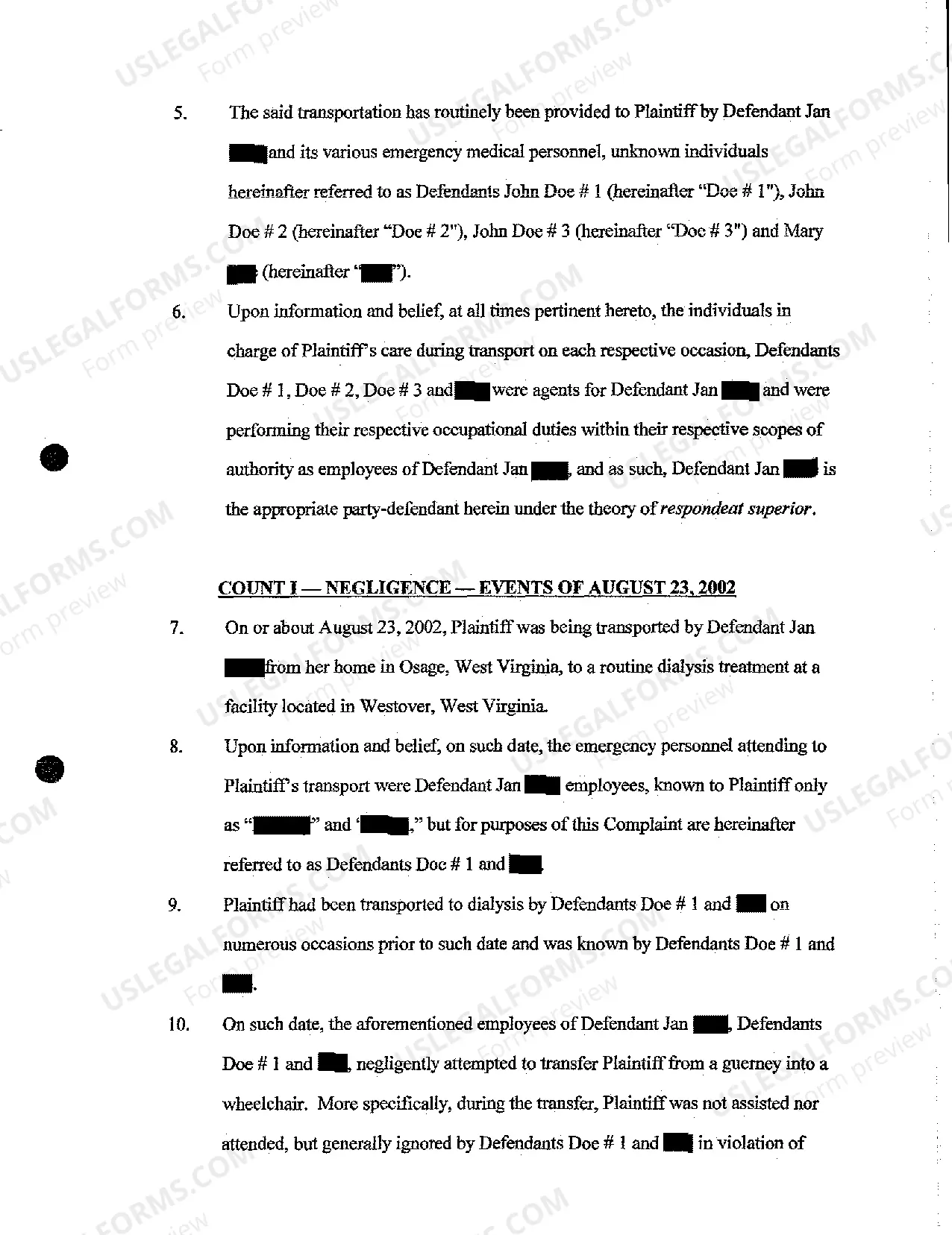 Preview A02 Complaint for Paramedic Medical Malpractice