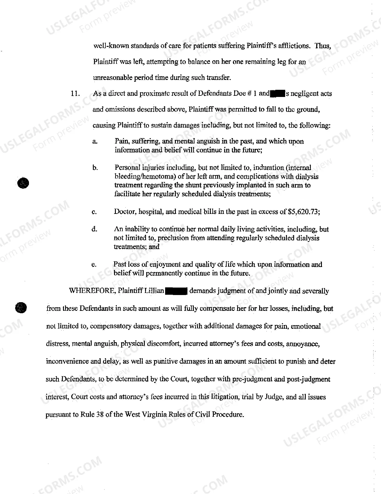Preview A02 Complaint for Paramedic Medical Malpractice