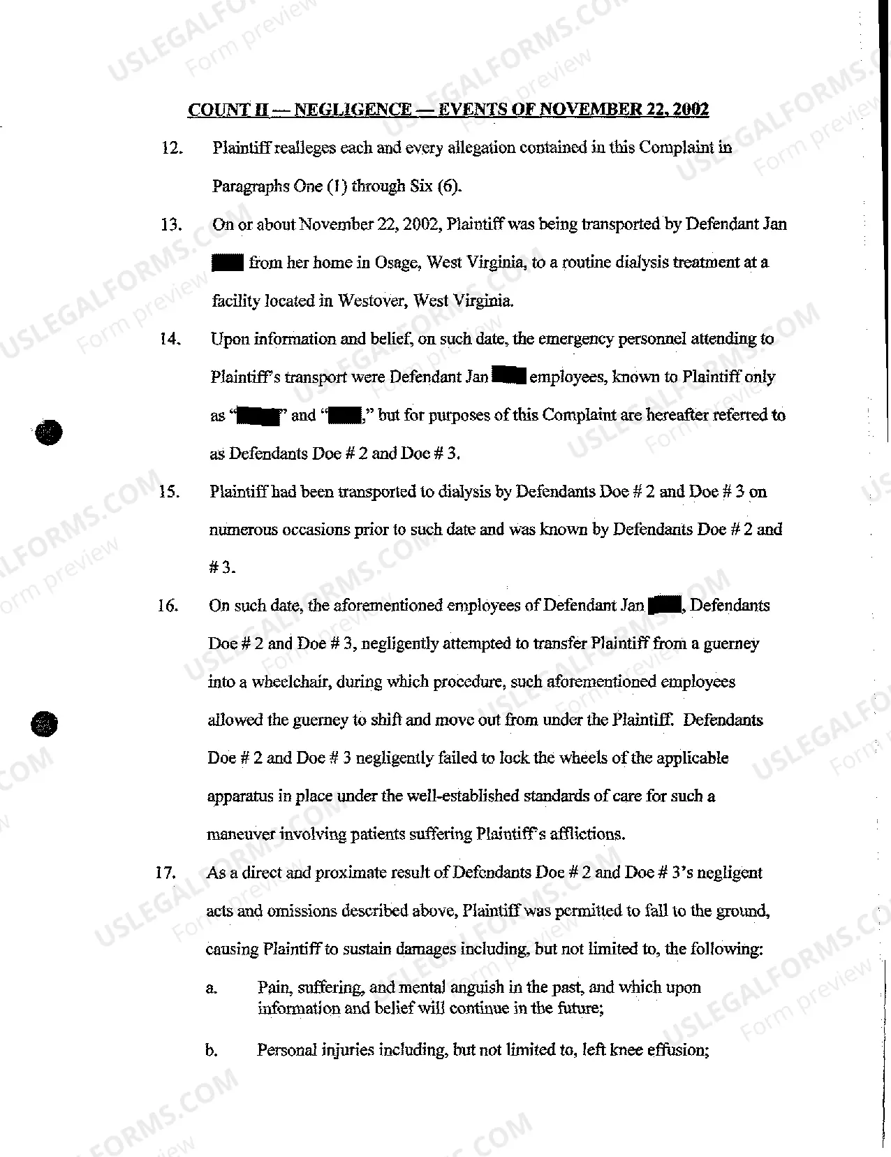 Preview A02 Complaint for Paramedic Medical Malpractice