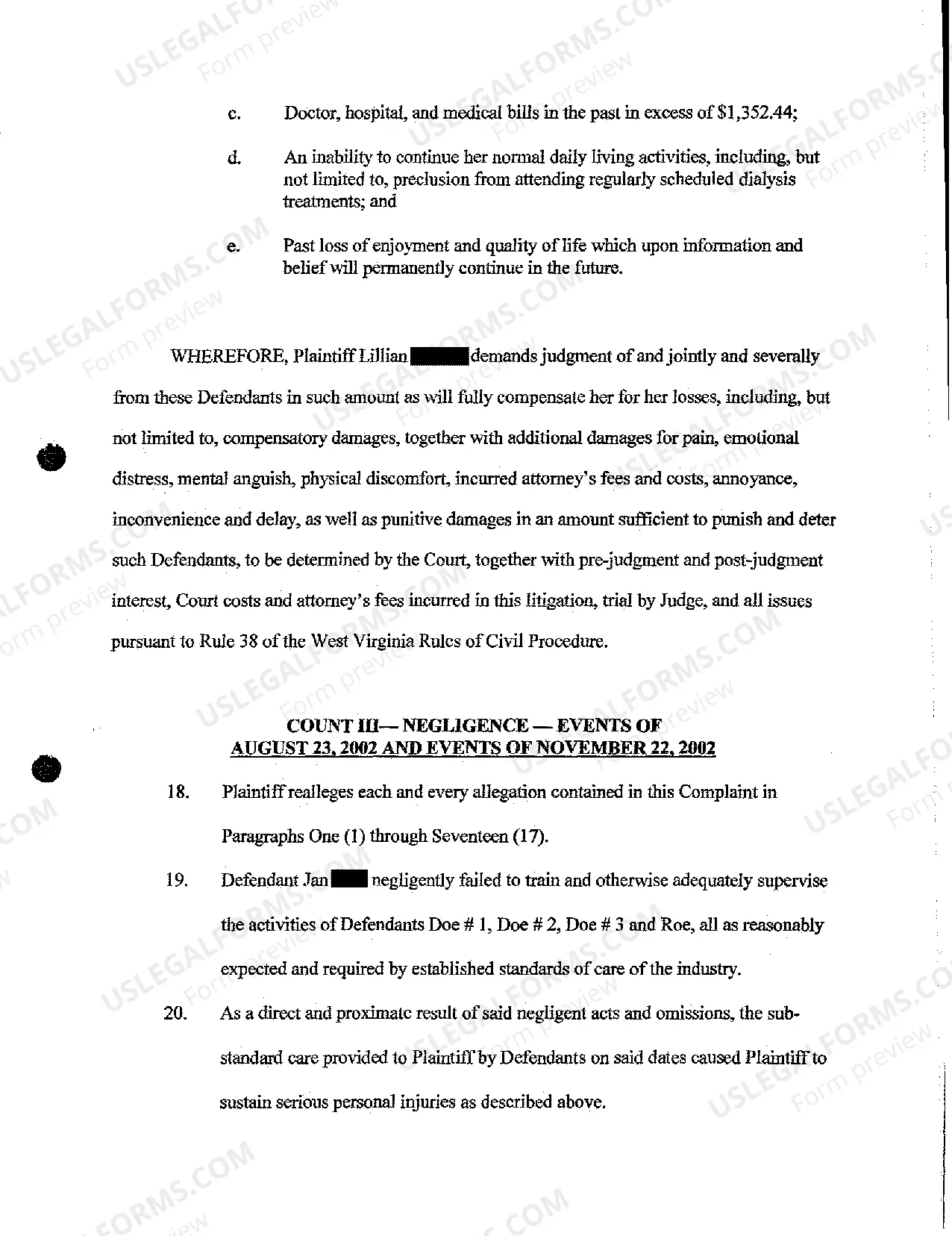 Preview A02 Complaint for Paramedic Medical Malpractice