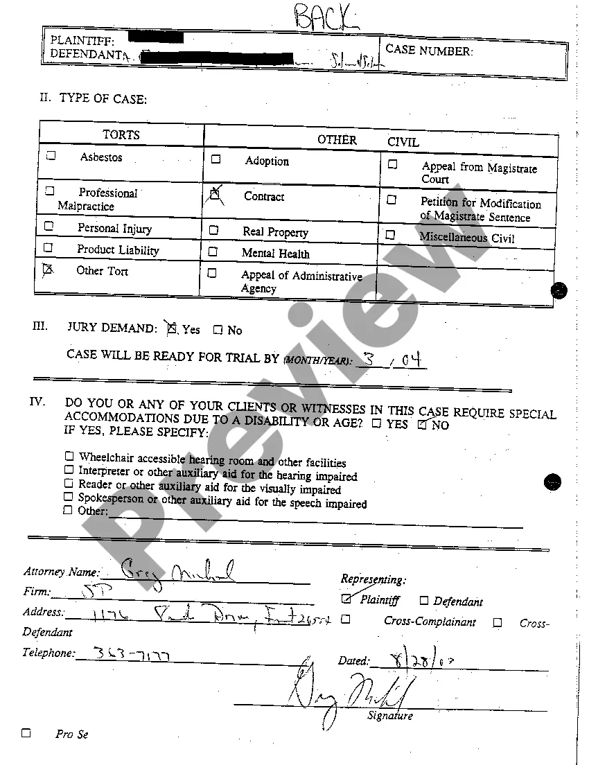 Preview A01 Complaint for Breach of Contract for Nonpayment of Attorneys Fees