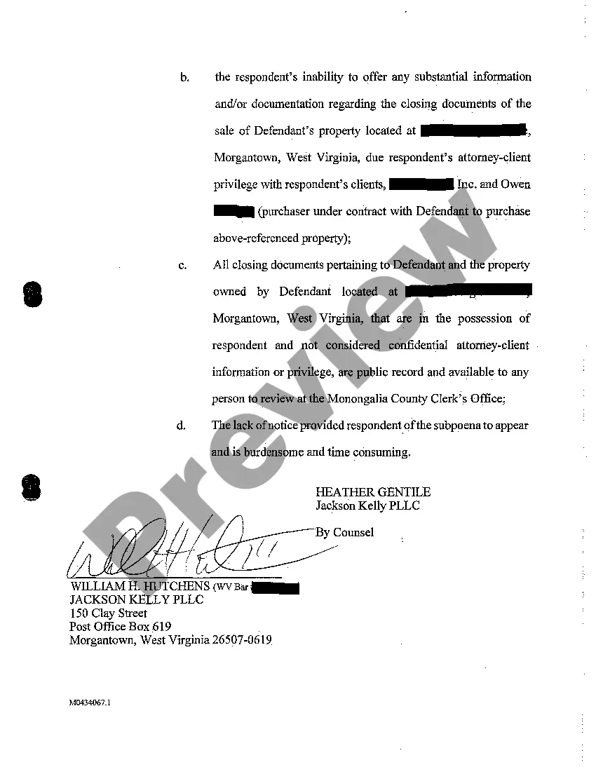 Preview A06 Objection to Appear and / or the Production of Documents and Motion to Quash Subpoena