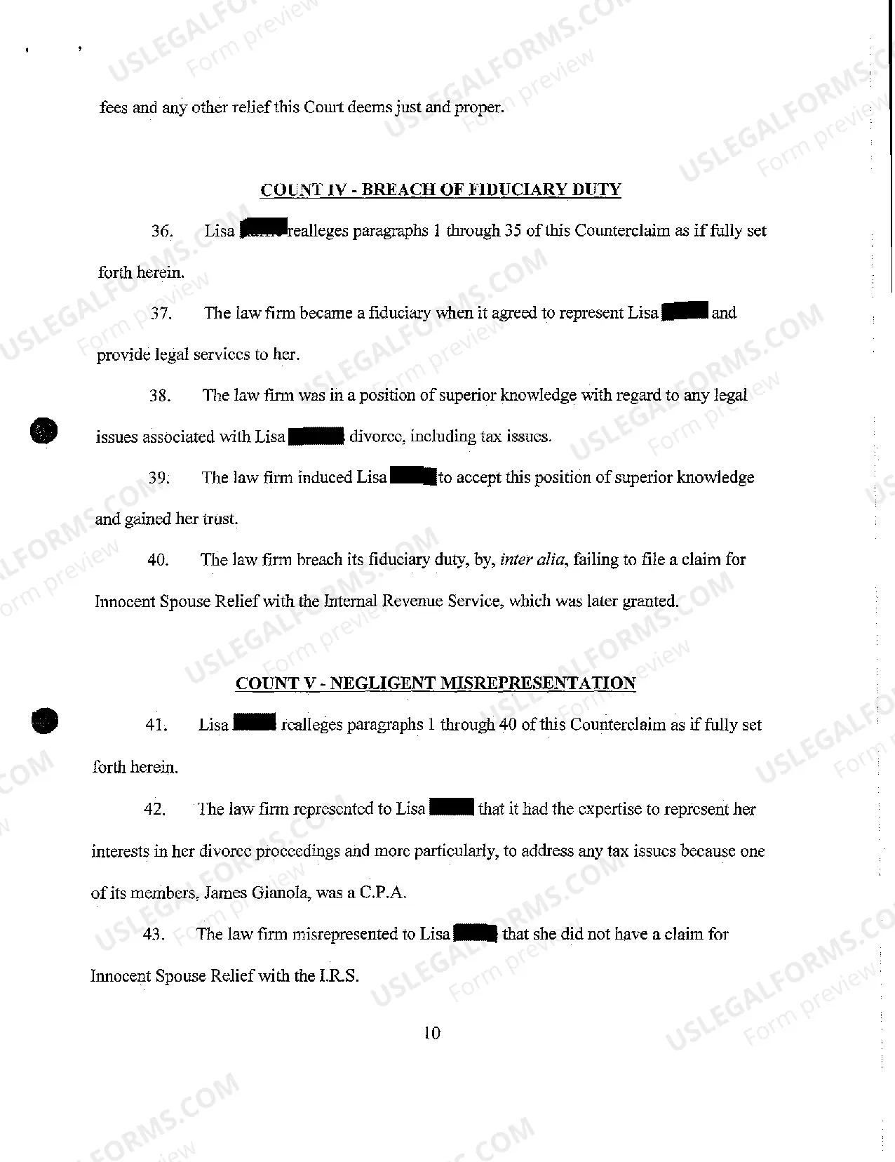 Preview A07 Defendant's Answer to Amended Complaint and Counterclaim