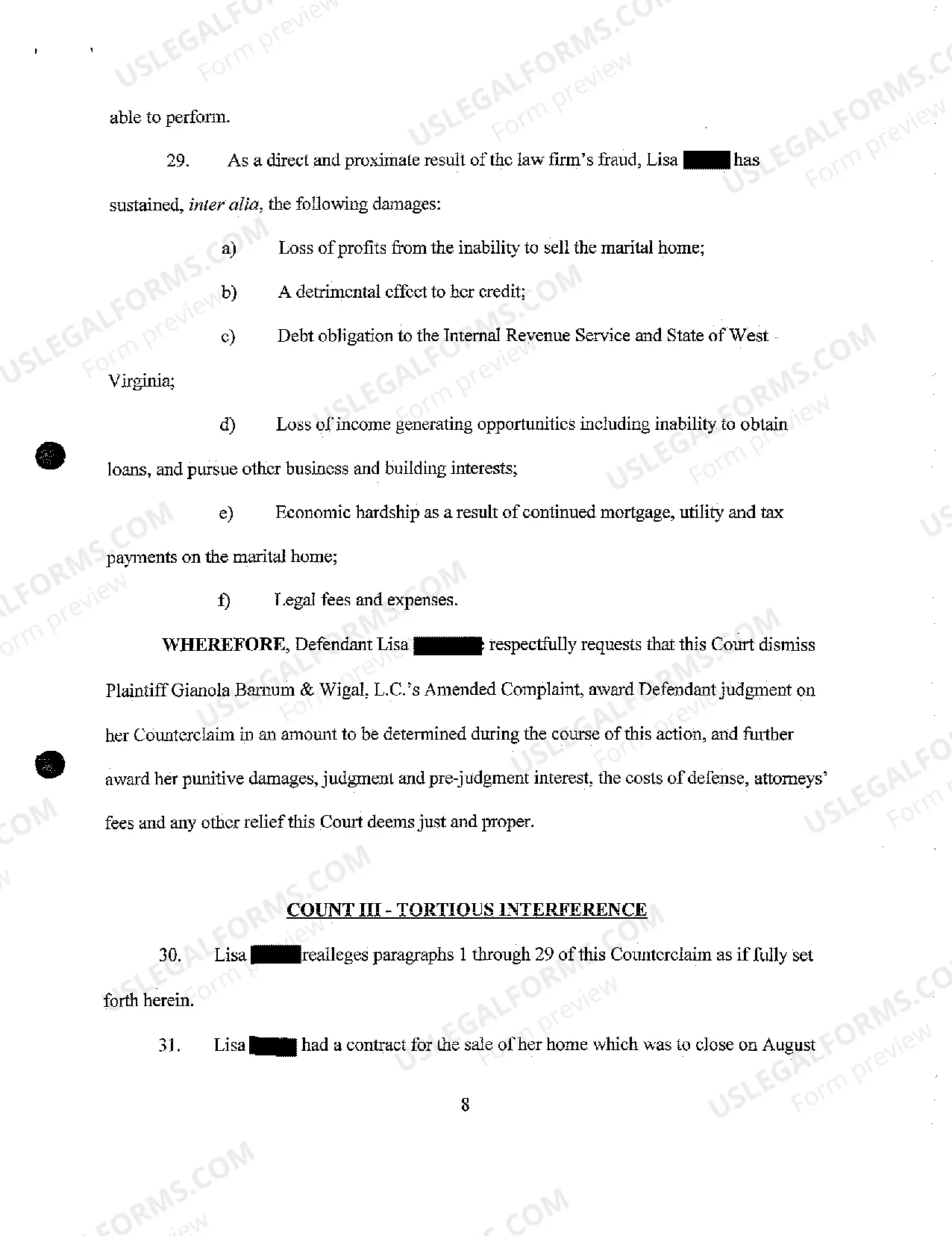 Preview A07 Defendant's Answer to Amended Complaint and Counterclaim