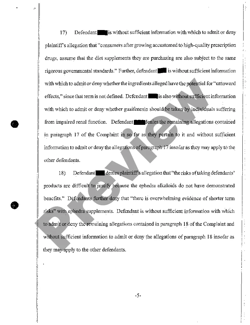 Get A04 Answer and Affirmative Defenses on Behalf of Defendant Preview A04 Answer and Affirmative Defenses on Behalf of Defendant
