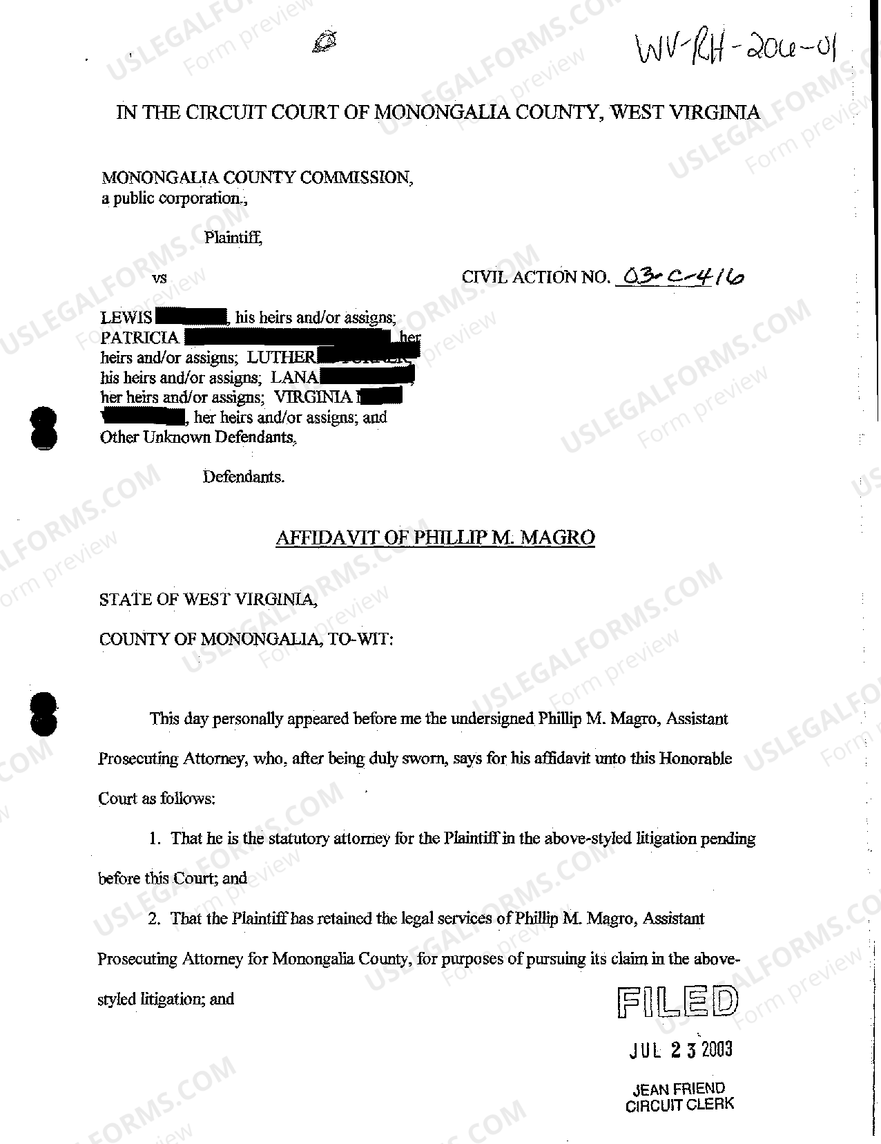 West Virginia Affidavit US Legal Forms