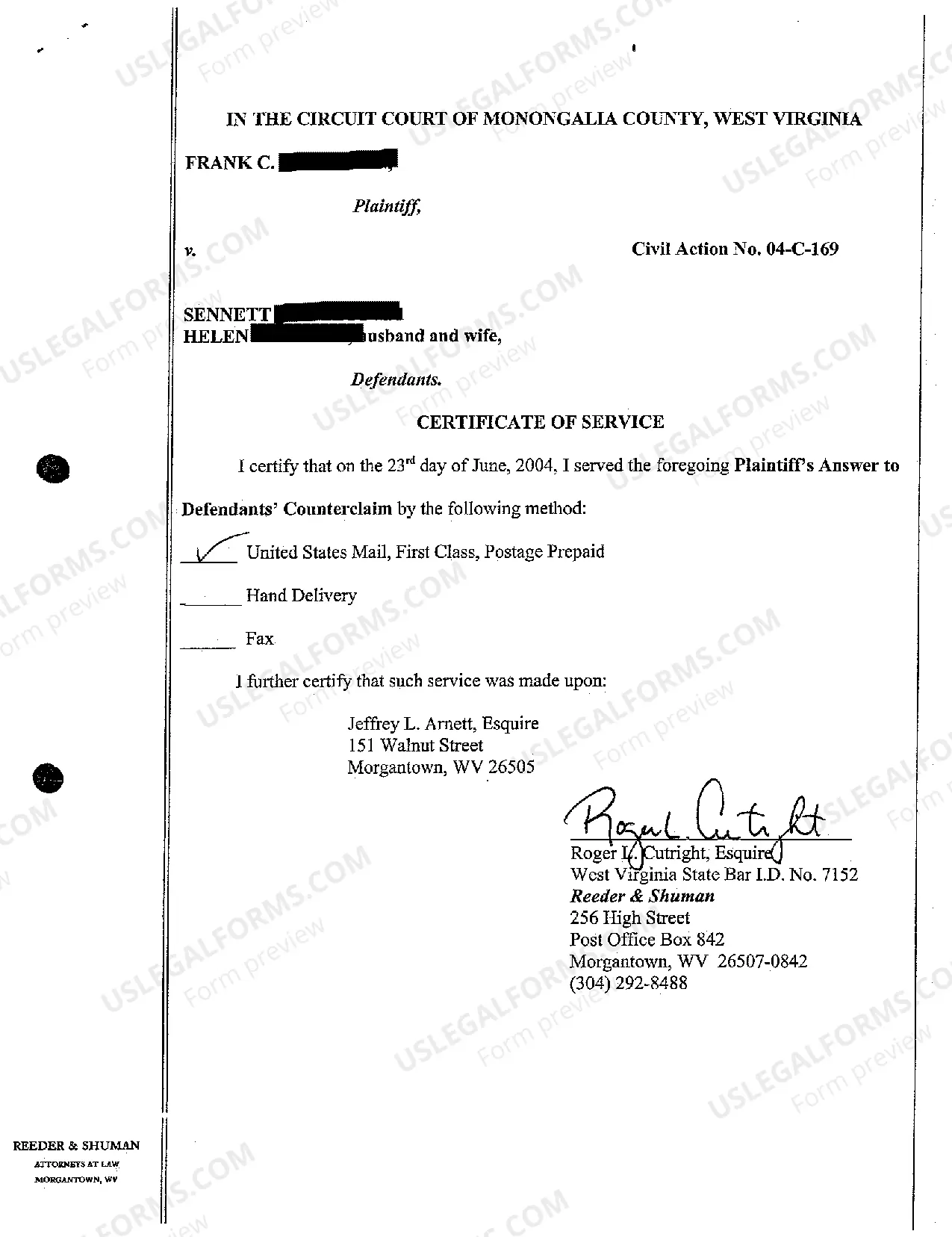 Preview A05 Plaintiff's Answer to Defendant's Counterclaim